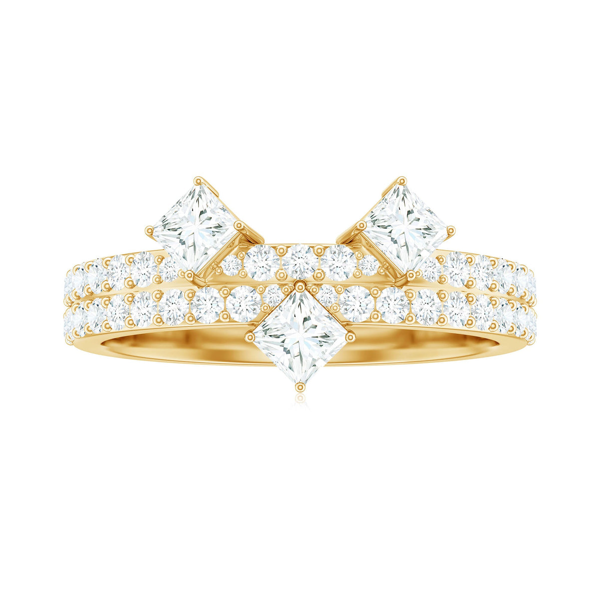 Princess and Round Cut Moissanite Designer Wedding Band
