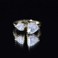 Heart Shape Moissanite Two Stone Cuff Ring