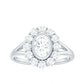 Oval Cut Moissanite Halo Engagement Ring with Split Shank