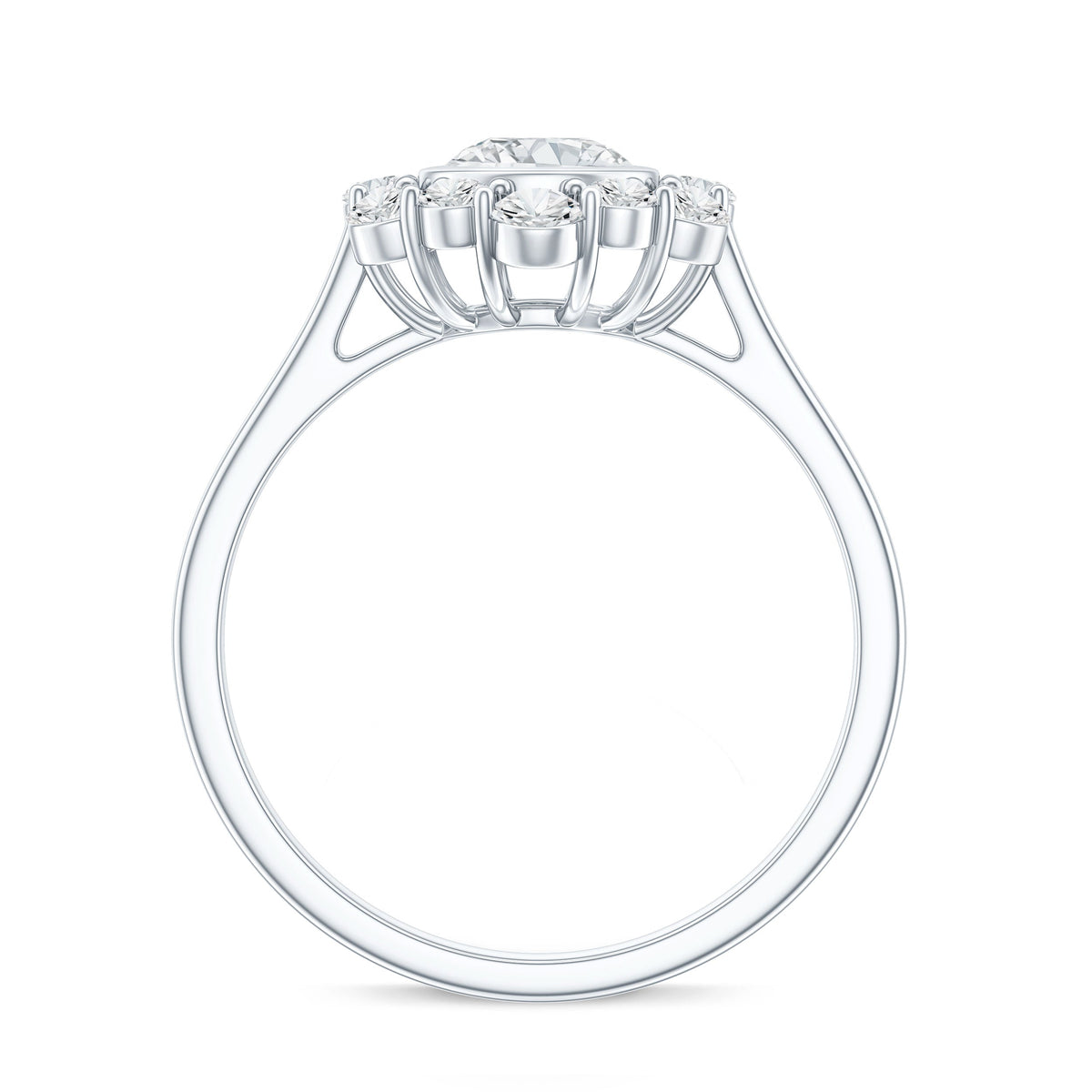 Round Moissanite Statement Engagement Ring with Halo