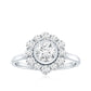 Round Moissanite Statement Engagement Ring with Halo