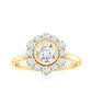 Round Moissanite Statement Engagement Ring with Halo