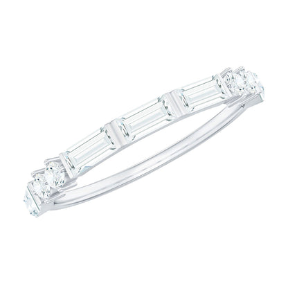 Baguette Cut Moissanite Minimalist Half Eternity Ring