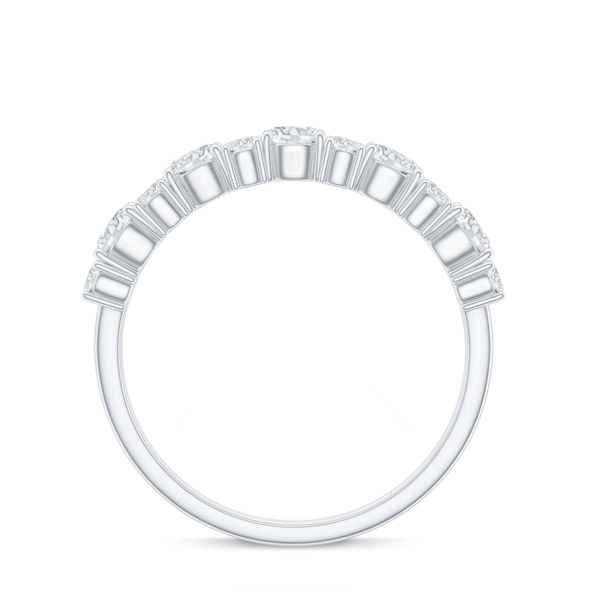 Moissanite Half Eternity Wedding Band with Certificate