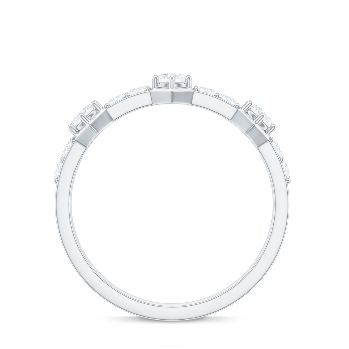 Round Cut Moissanite Half Eternity Band Ring