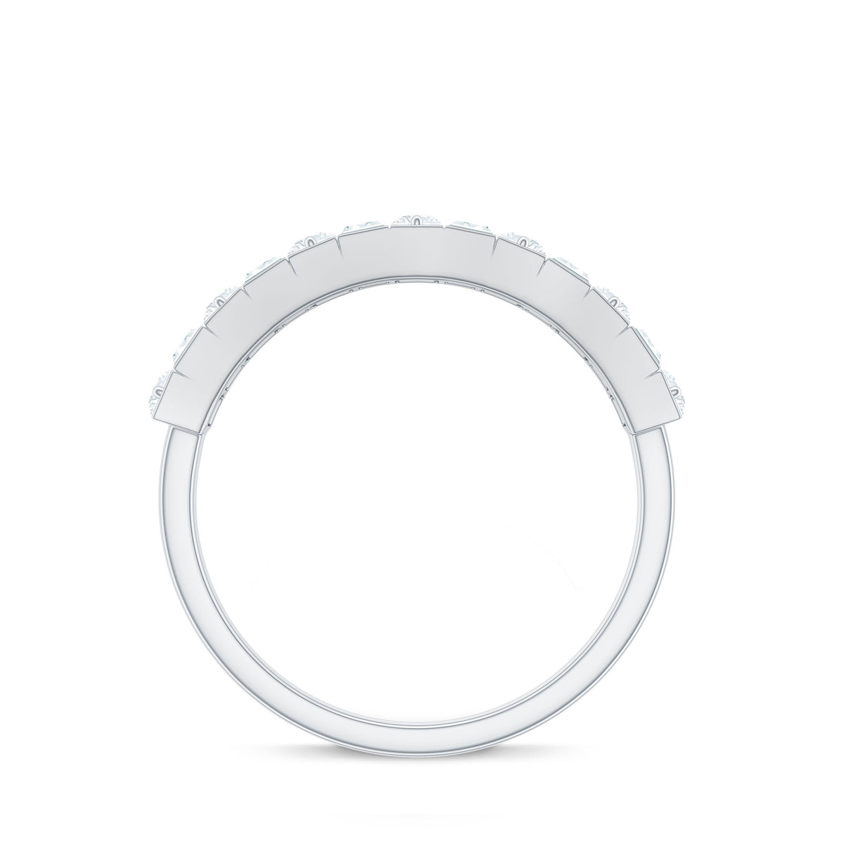 Baguette and Round Cut Moissanite Stackable Eternity Band