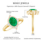 Vintage Looking Emerald Oval Engagement Ring with Diamond Halo