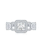 Vintage Inspired Moissanite Halo Engagement Ring with Certificate