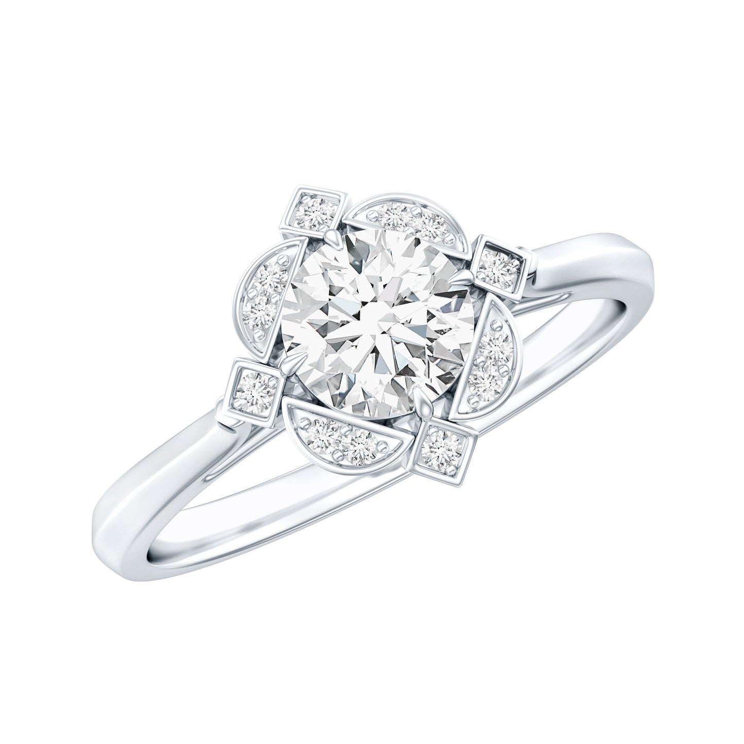 Anillo de Compromiso de Moissanita de Inspiración Vintage Con Certificado