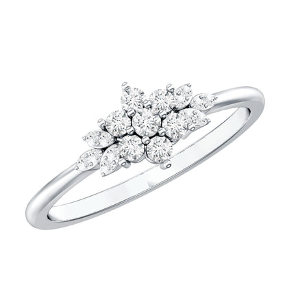 Anillo de racimo de flores de moissanita certificada para mujer