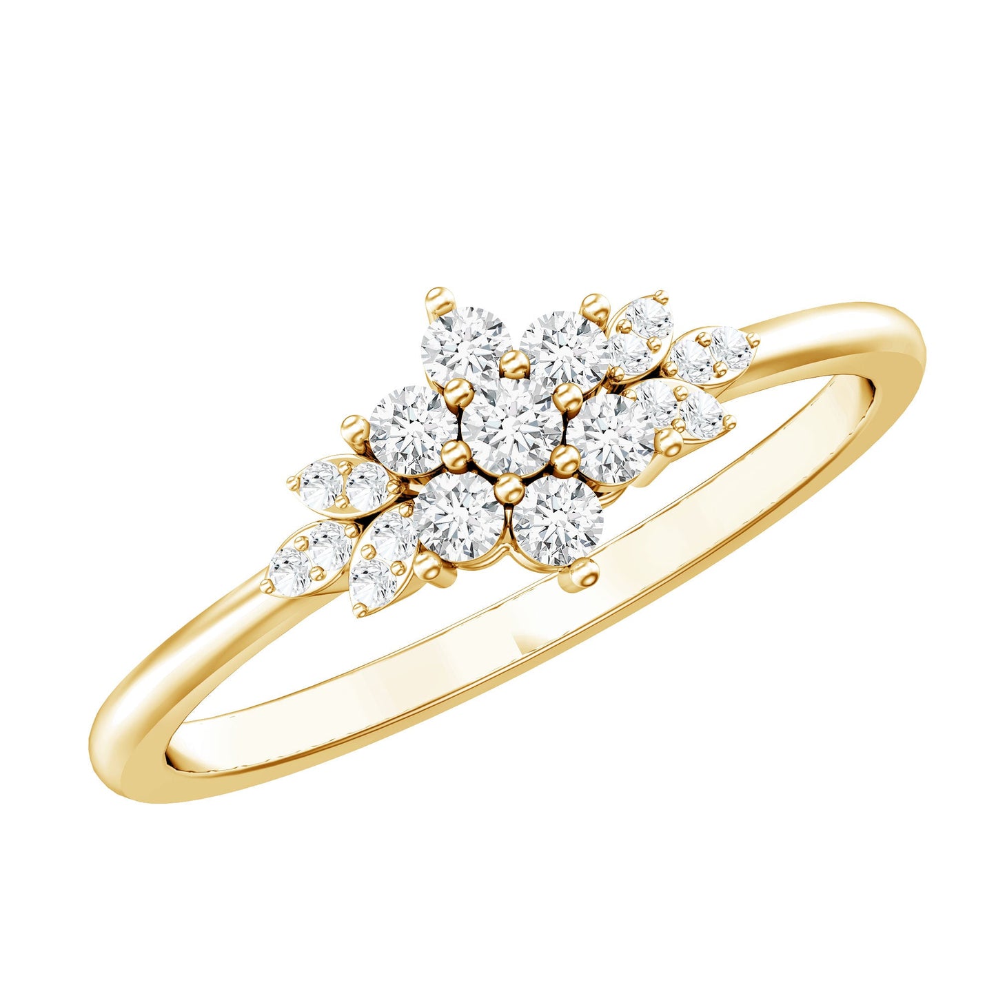 Anillo de racimo de flores de moissanita certificada para mujer