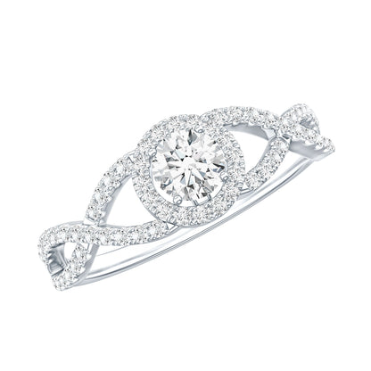 Round Shape Moissanite Crossover Engagement Ring for Women