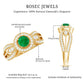 Anillo de compromiso con diamantes de esmeralda auténtica, aspecto vintage y vástago dividido