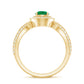 Anillo de compromiso con diamantes de esmeralda auténtica, aspecto vintage y vástago dividido