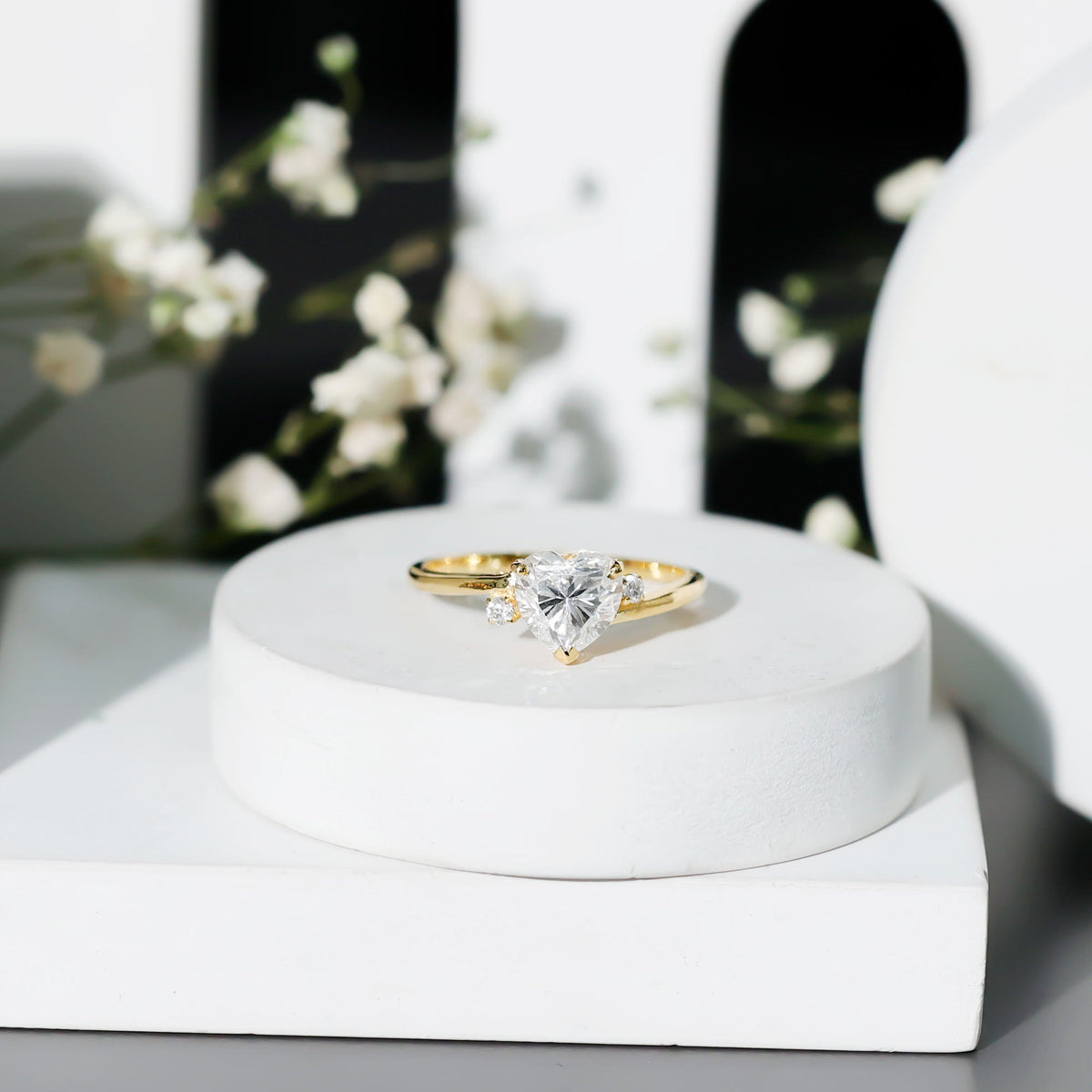 1.5 Carat Solitaire Moissanite Heart Promise Ring