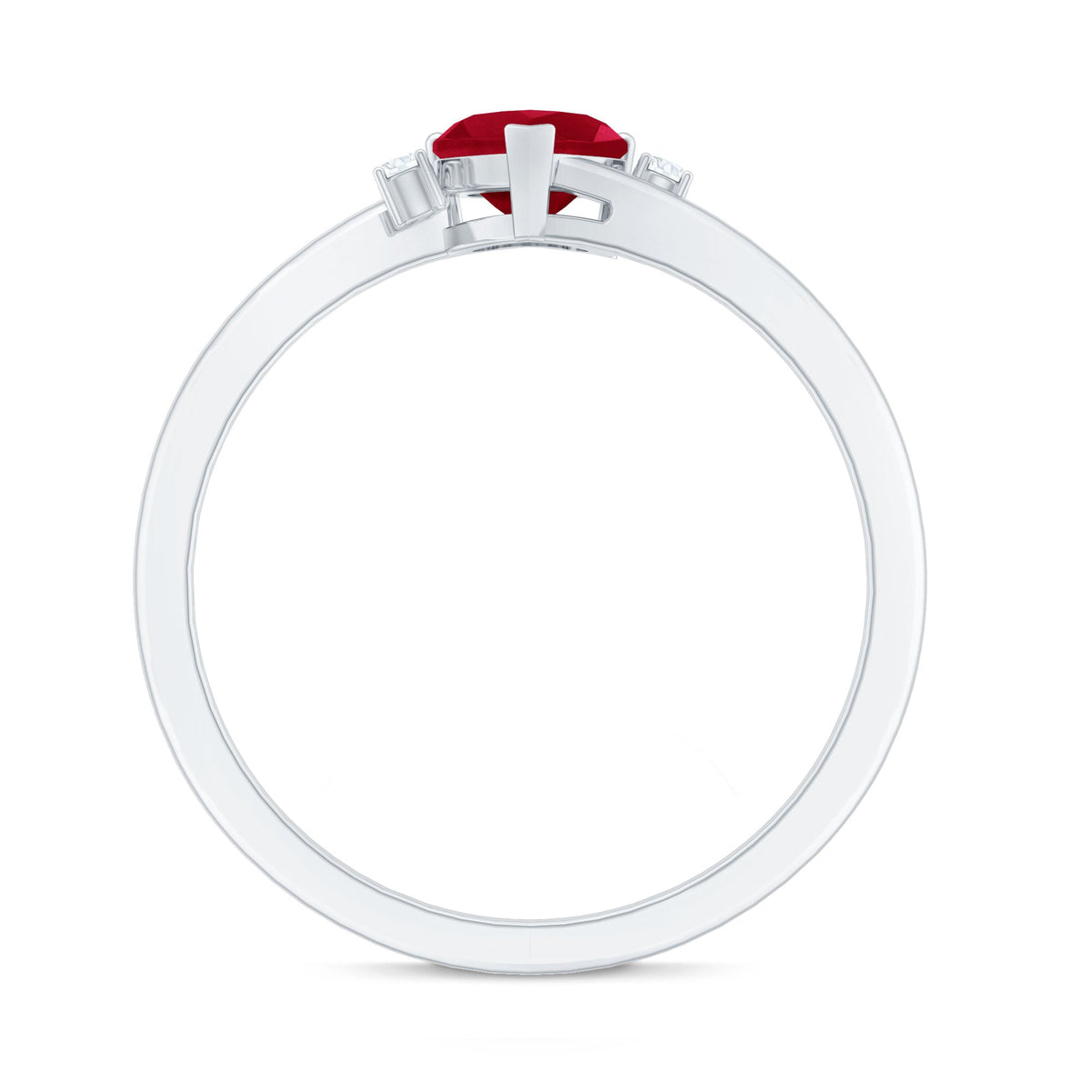 Anillo de promesa en forma de corazón con rubí de 0,6 quilates y diamante con vástago de derivación