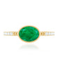 Natural Oval Shape Emerald East West Engagement Ring with Diamond