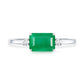 Real Emerald Cut Emerald East West Engagement Ring with Diamond