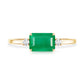 Real Emerald Cut Emerald East West Engagement Ring with Diamond