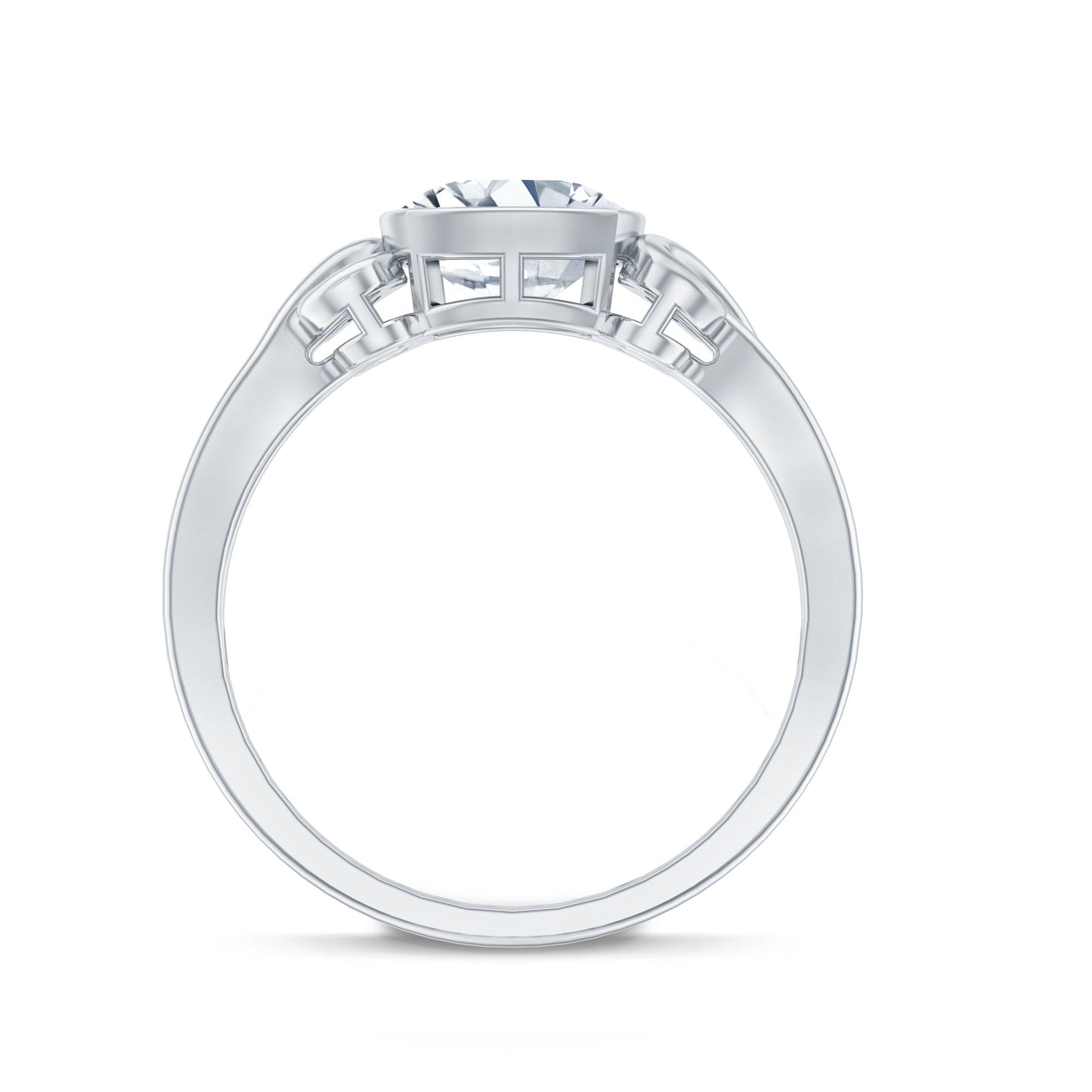 Anillo Solitario de Moissanita con Cojín de Estilo Vintage en Engaste de Bisel