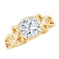 Anillo Solitario de Moissanita con Cojín de Estilo Vintage en Engaste de Bisel