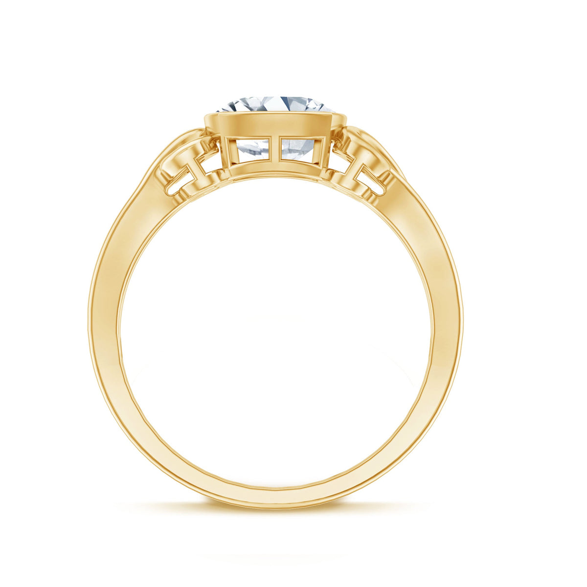 Anillo Solitario de Moissanita con Cojín de Estilo Vintage en Engaste de Bisel