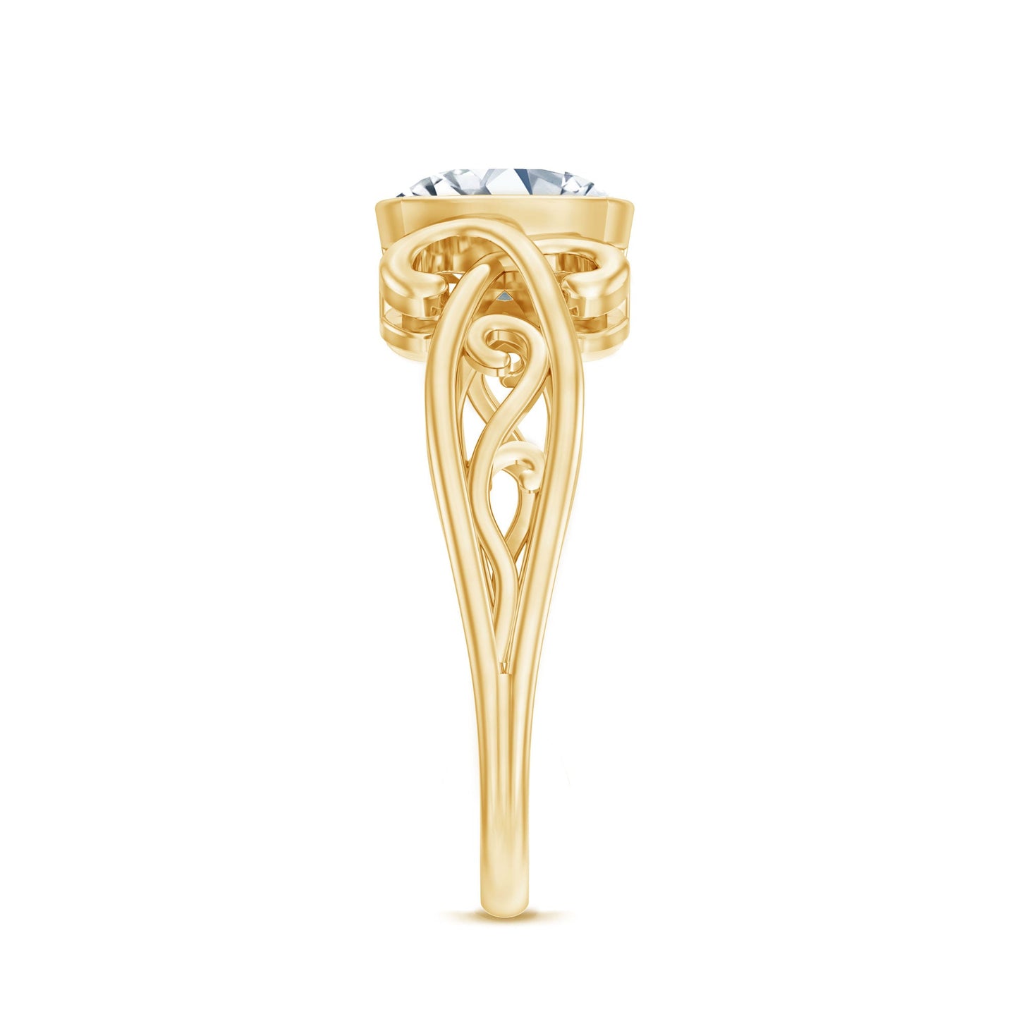 Anillo Solitario de Moissanita con Cojín de Estilo Vintage en Engaste de Bisel