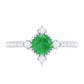 Anillo de compromiso de esmeralda de talla cojín auténtica con aspecto antiguo y diamantes