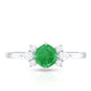 Certified Real Cushion Cut Emerald Engagement Ring with Diamond Trio