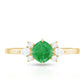 Certified Real Cushion Cut Emerald Engagement Ring with Diamond Trio