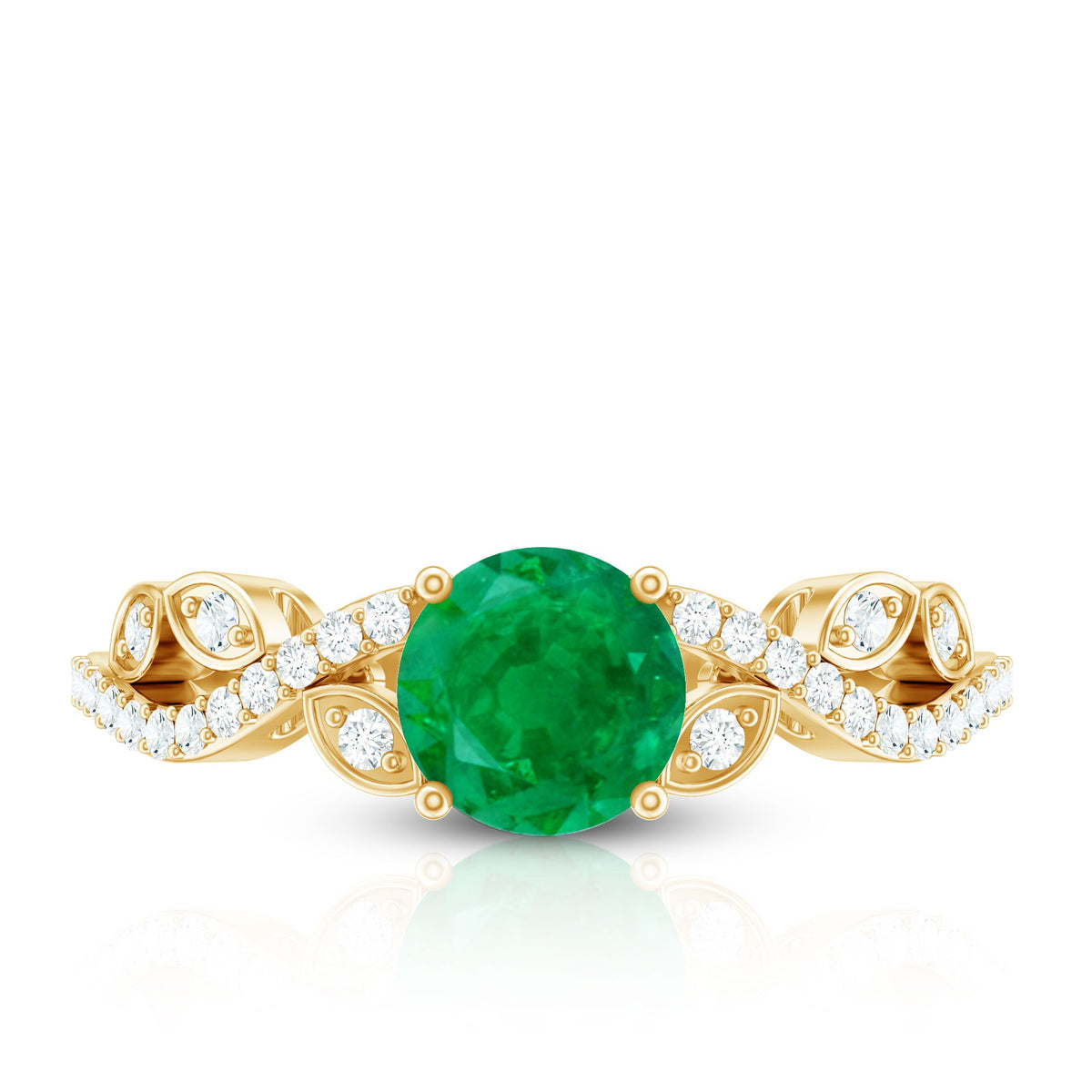 Nature Inspired Emerald Engagement Ring with Natural Diamond