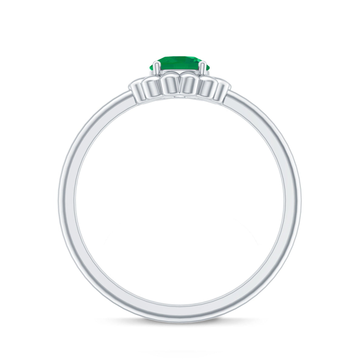 Certified Natural Emerald Flower Promise Ring with Certificate