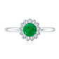 Certified Natural Emerald Flower Promise Ring with Certificate