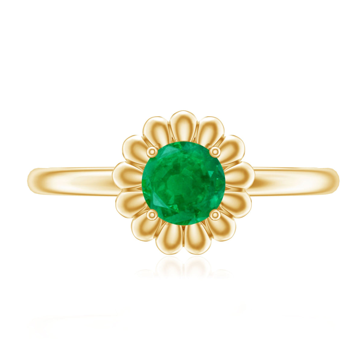 Certified Natural Emerald Flower Promise Ring with Certificate