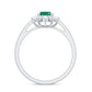 Natural 0.7 Carat Oval Emerald Engagement Ring with Diamond Halo