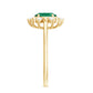 Natural 0.7 Carat Oval Emerald Engagement Ring with Diamond Halo