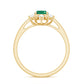 Natural 0.7 Carat Oval Emerald Engagement Ring with Diamond Halo