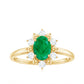 Natural 0.7 Carat Oval Emerald Engagement Ring with Diamond Halo