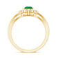 Anillo de compromiso de esmeralda talla pera de 0,6 quilates con halo de diamantes