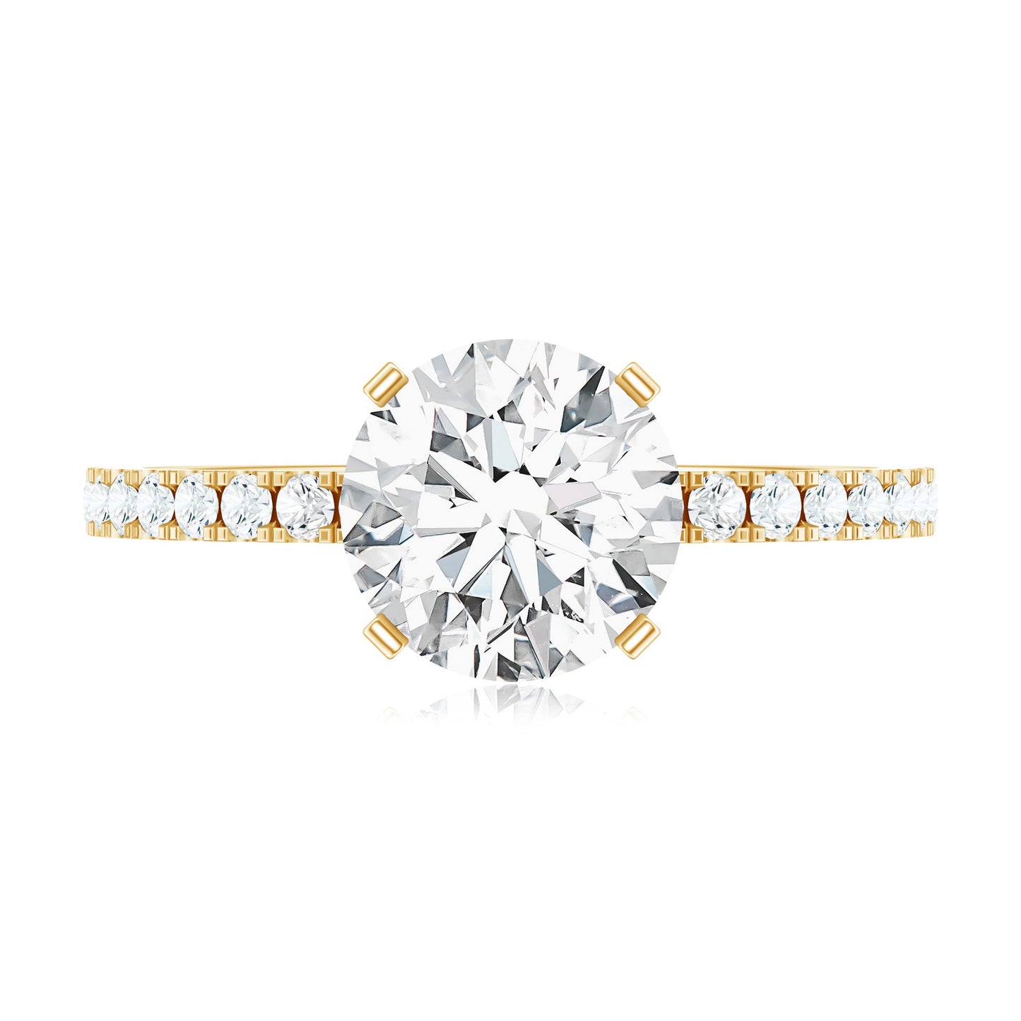 Anillo de compromiso solitario de moissanita de 2 quilates certificado