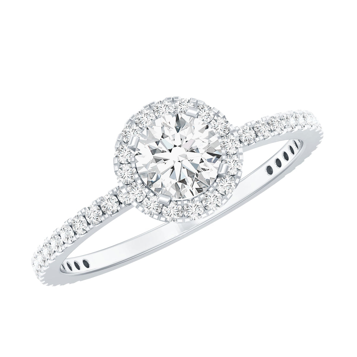 0.5 Carat Round Moissanite Classic Halo Engagement Ring