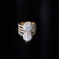 2 Carat Round Shape Moissanite Halo Wedding Ring Set