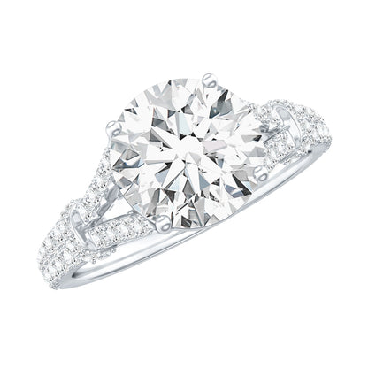 Round Shape Moissanite Solitaire Engagement Ring in Split Shank