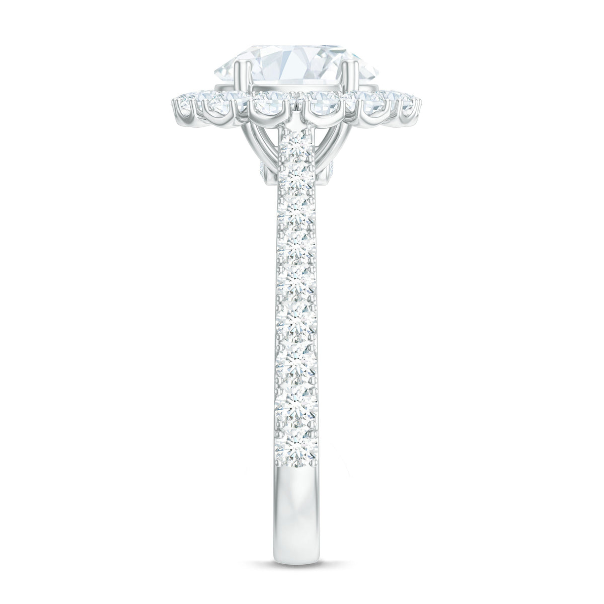 Certified Brilliant Cut Moissanite Halo Engagement Ring
