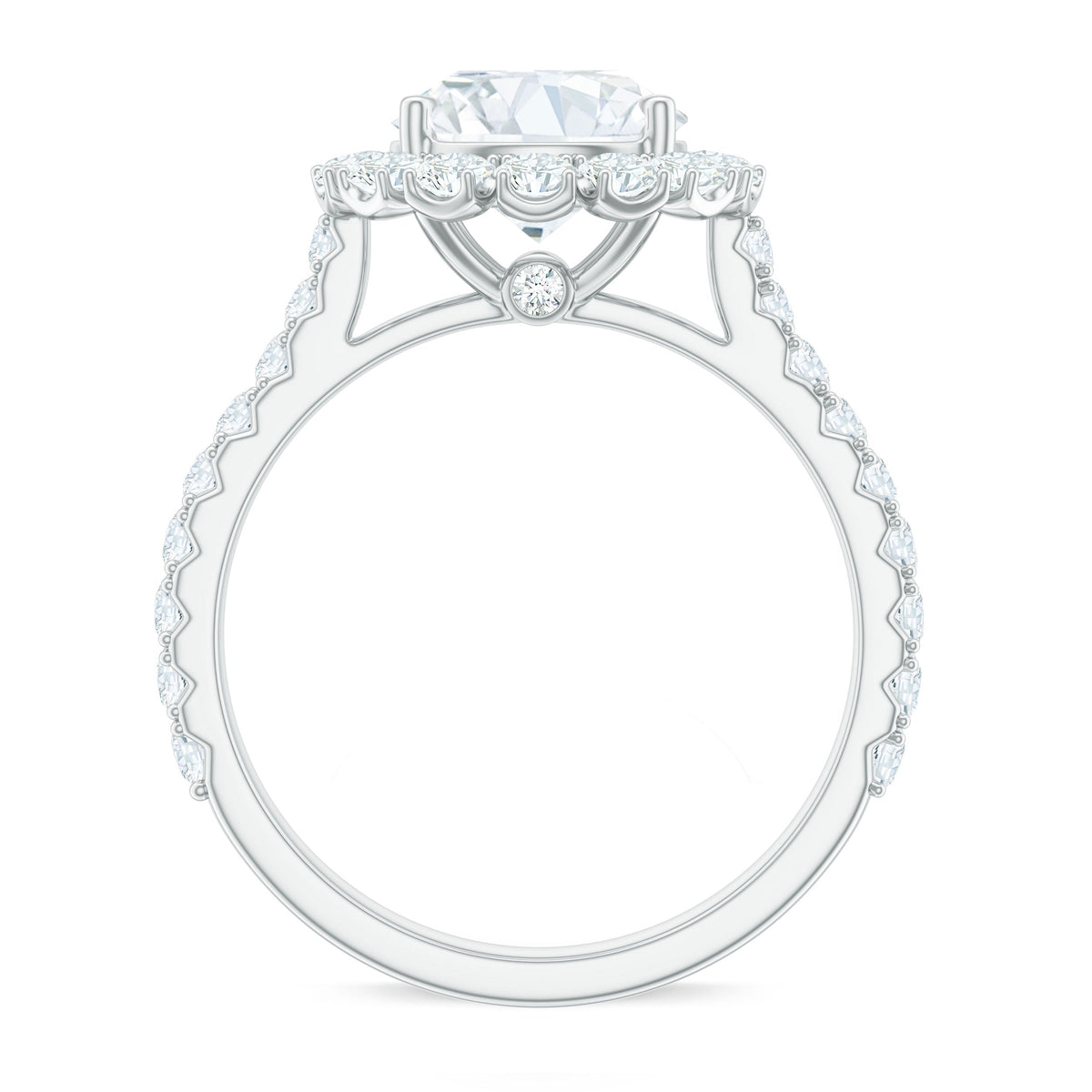 Certified Brilliant Cut Moissanite Halo Engagement Ring