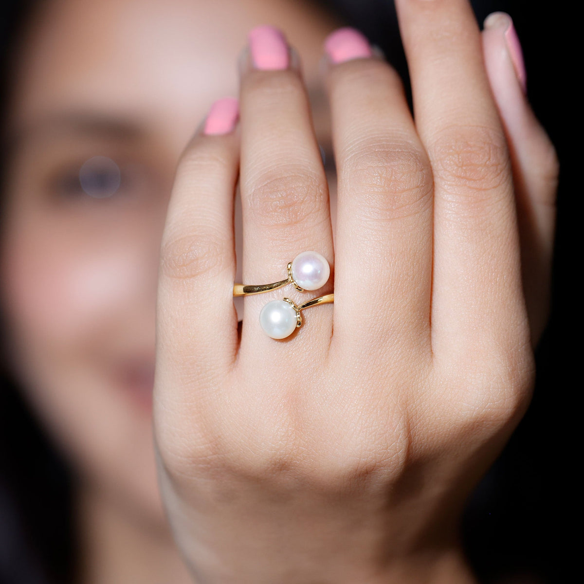 Cultured Freshwater Pearl Bypass Engagement Ring