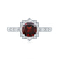 Vintage Looking 3.2 Carat Garnet Cushion Cut Engagement Ring with Diamond
