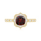 Vintage Looking 3.2 Carat Garnet Cushion Cut Engagement Ring with Diamond