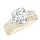 Certified 2 Carat Round Moissanite Engagement Ring with Wedding Band