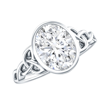 Anillo de compromiso celta solitario de moissanita con engaste de bisel